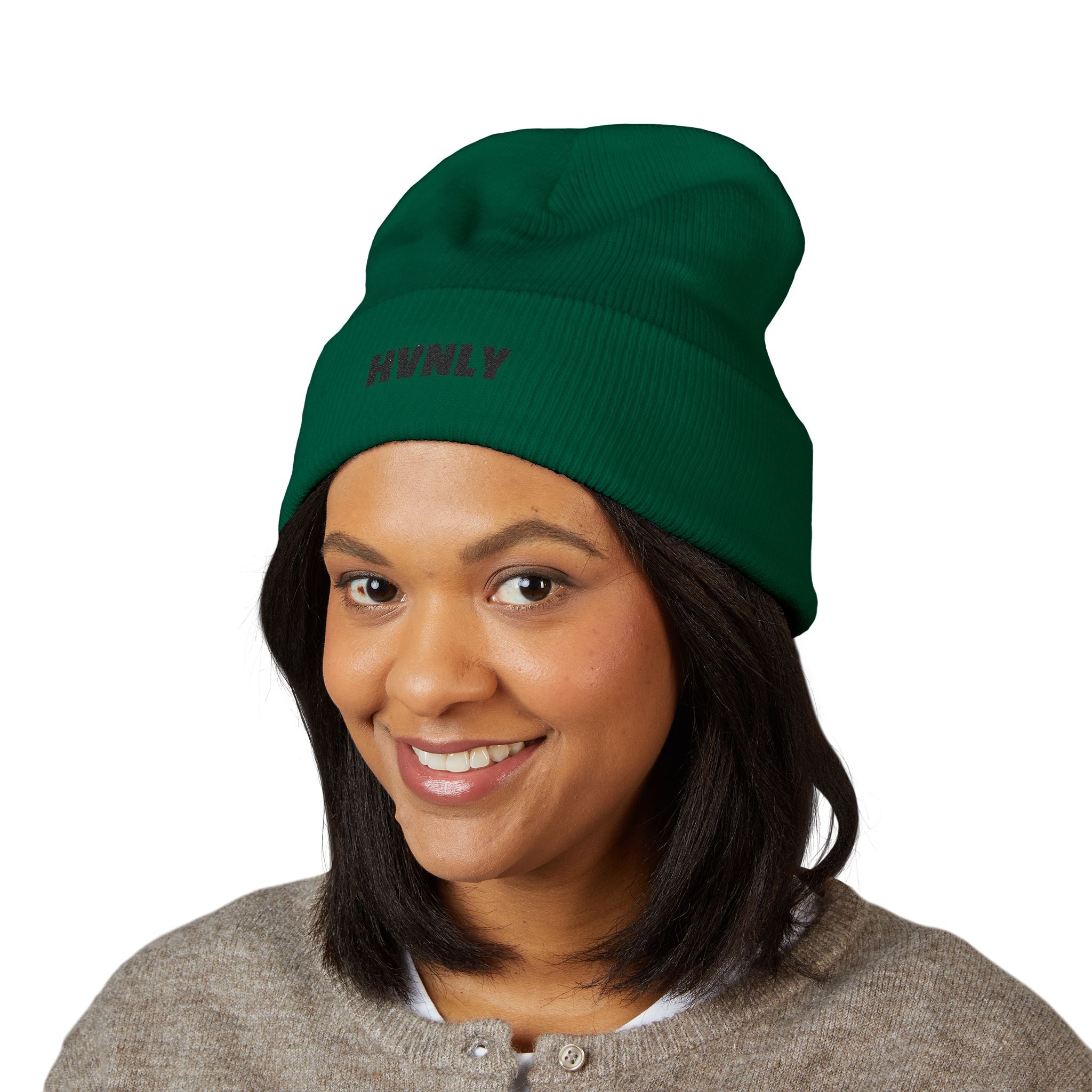 'HVNLY' Embroidered Cuffed Beanie