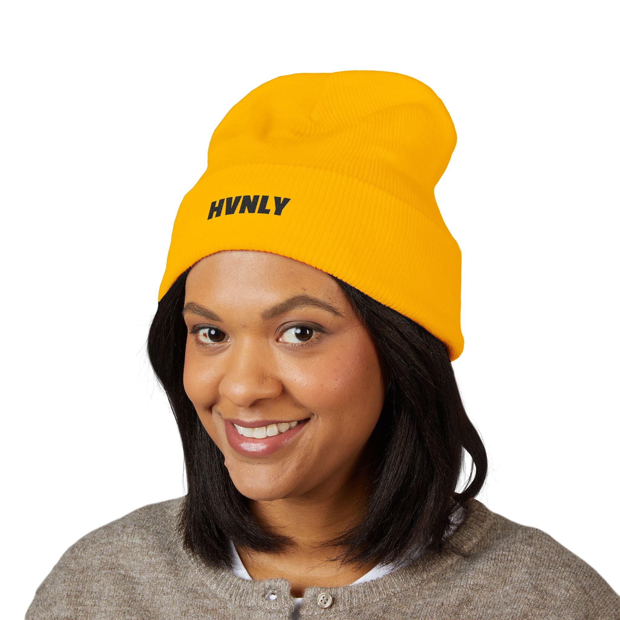 'HVNLY' Embroidered Cuffed Beanie